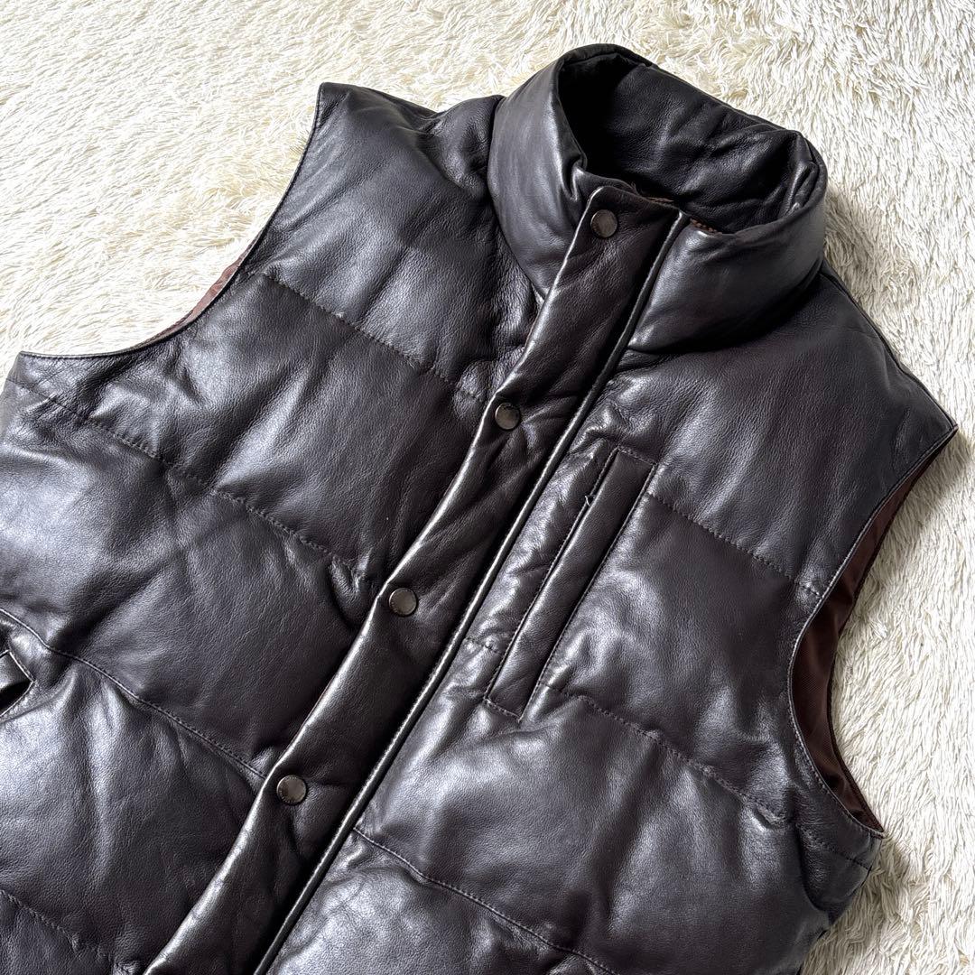 GREEN LABEL RELAXING ダウンベスト 羊革　レザー　希少　L