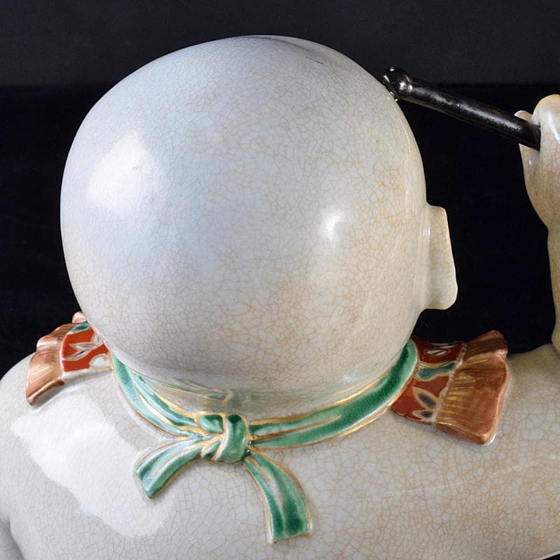 ちゅーちゃん 　古伊万里　陶人形　色絵　太鼓打唐子像　置物　M　R7926