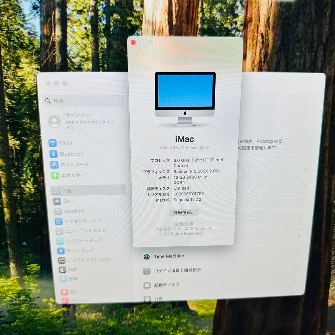 iMac 2019 21.5インチ i3 16GB 256GB 動作◯