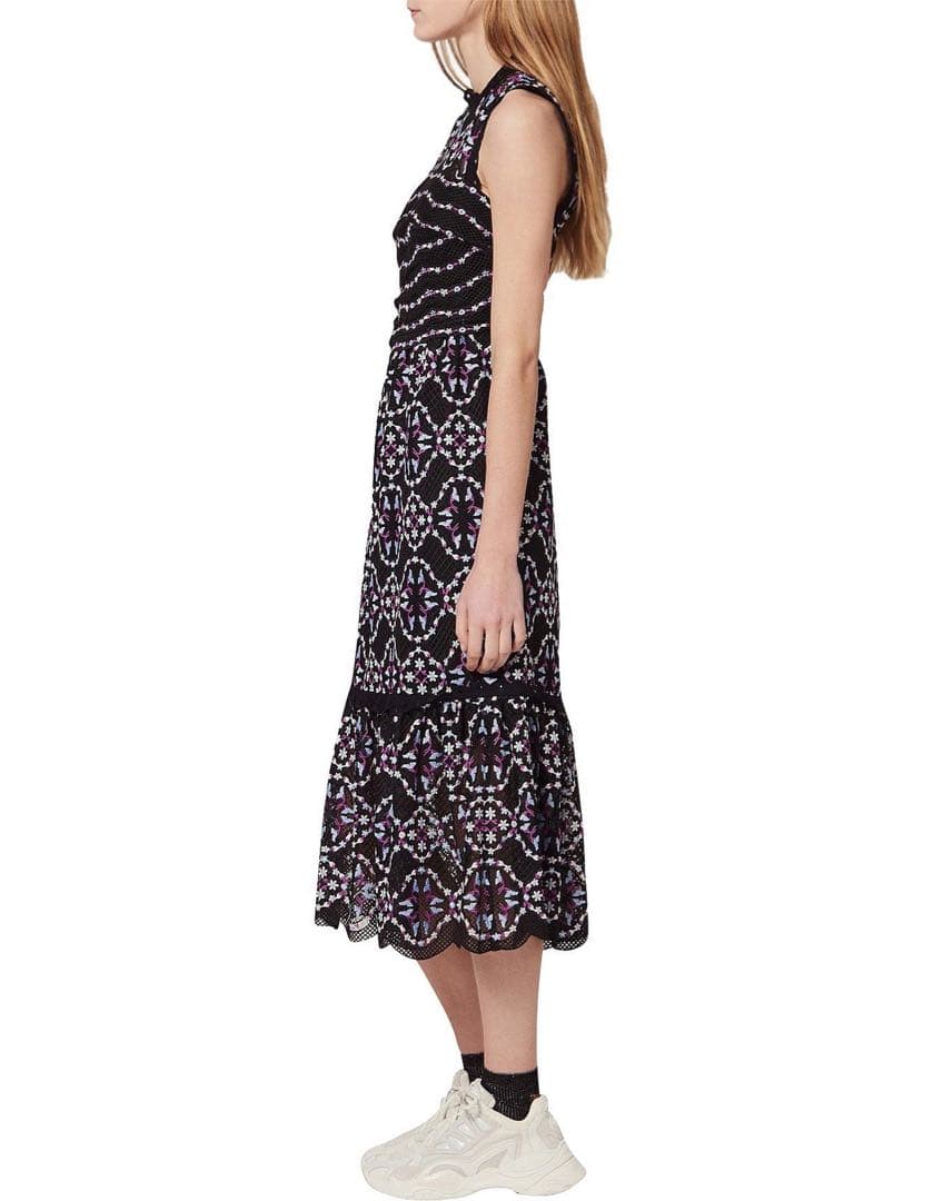 新品sandro PARISサンドロ　総レース刺繍フリルロングワンピースドレス