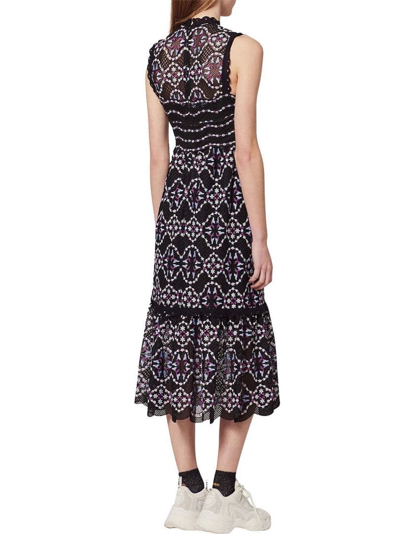 新品sandro PARISサンドロ　総レース刺繍フリルロングワンピースドレス