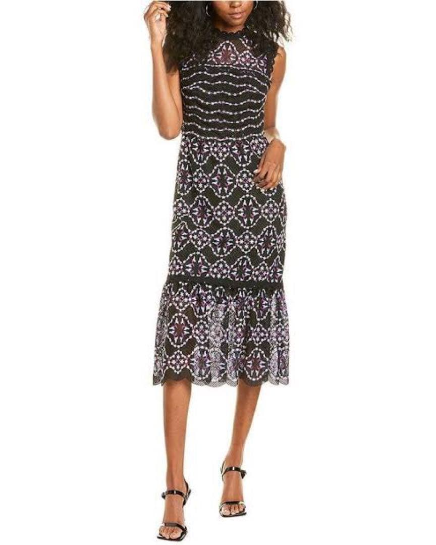 新品sandro PARISサンドロ　総レース刺繍フリルロングワンピースドレス