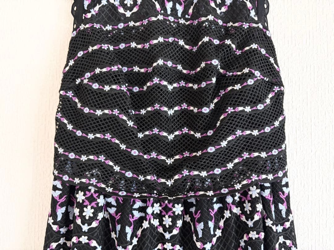 新品sandro PARISサンドロ　総レース刺繍フリルロングワンピースドレス