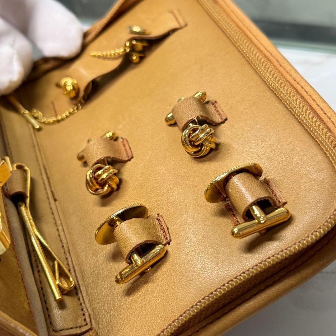 90s クリスチャンディオール ネクタイピン カフス ポーチ レザー 本革