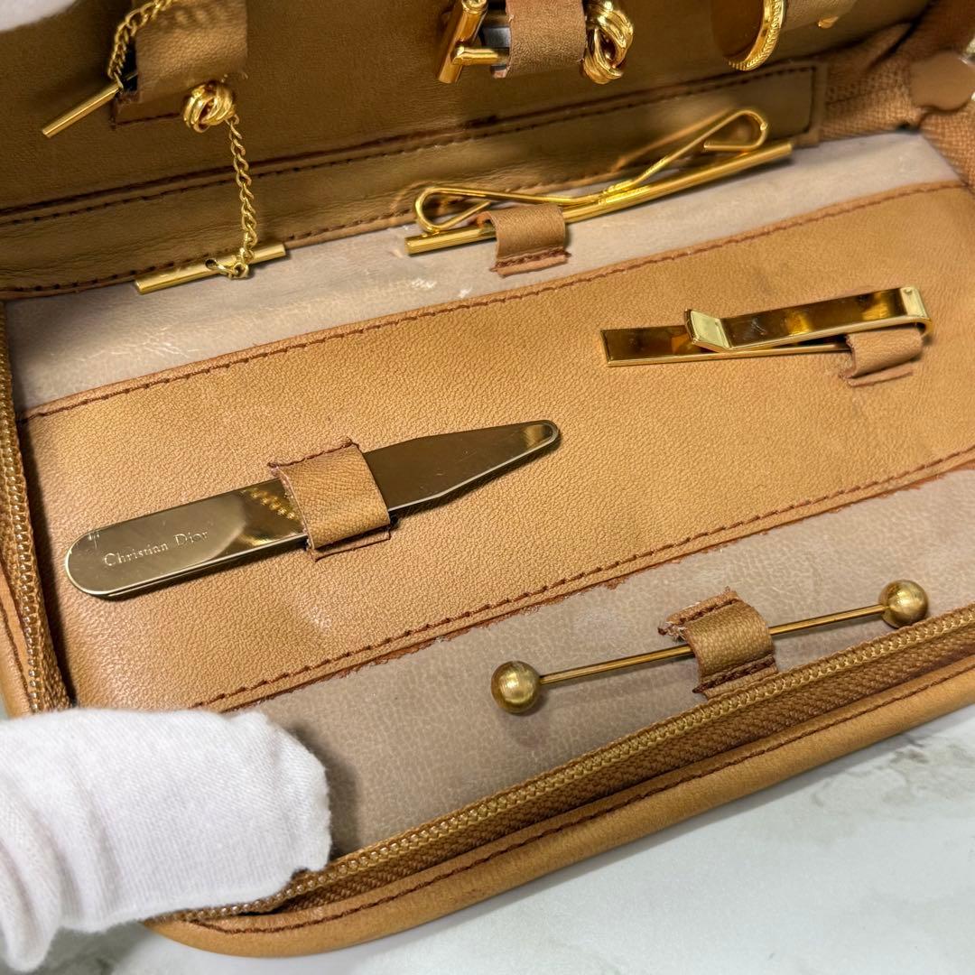 90s クリスチャンディオール ネクタイピン カフス ポーチ レザー 本革