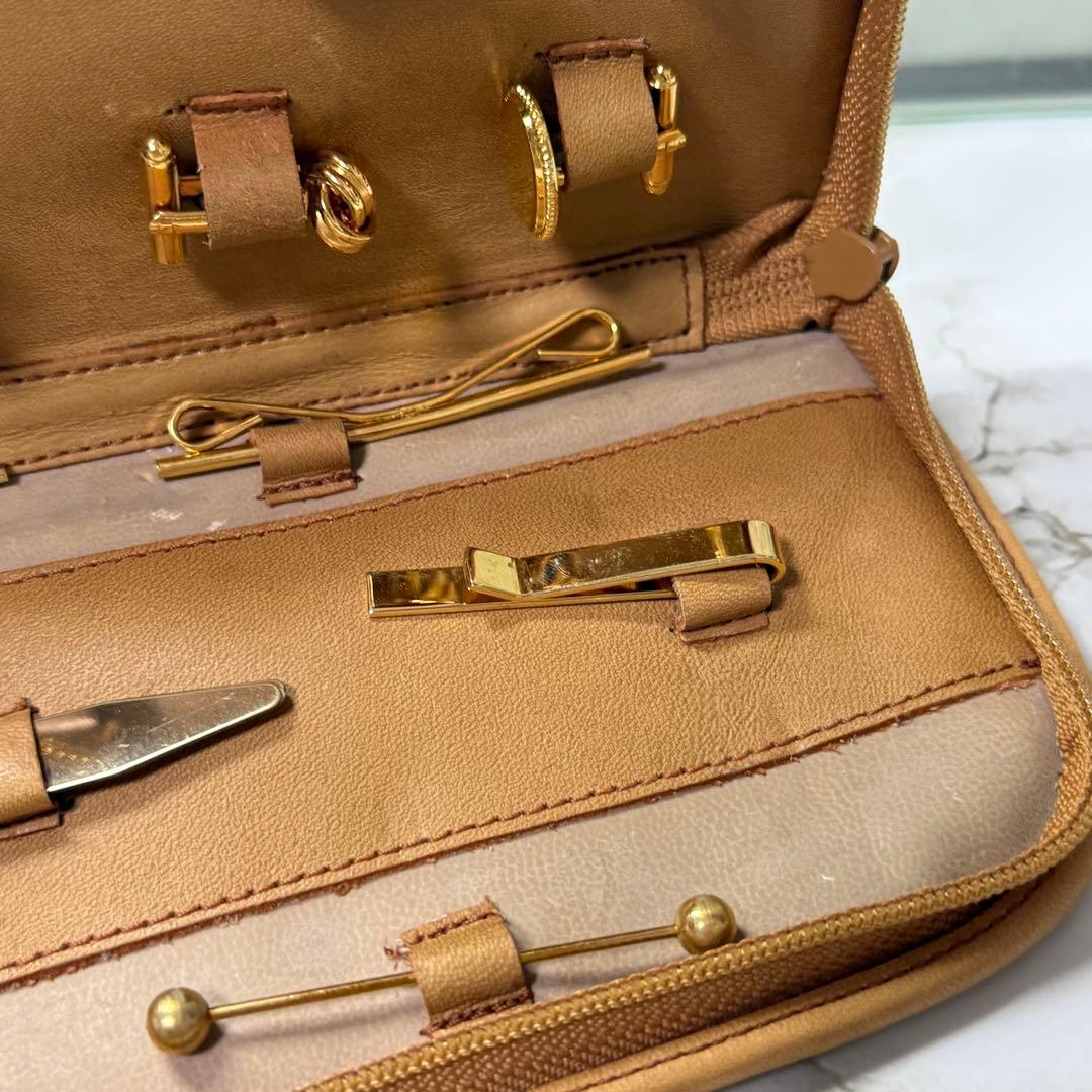 90s クリスチャンディオール ネクタイピン カフス ポーチ レザー 本革