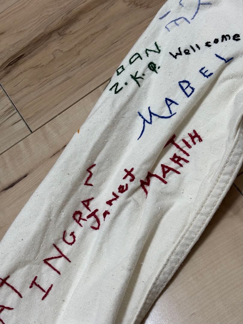 DENIMDUNGAREE カラフルラクガキハンド刺繍錆加工ボタンジャケット