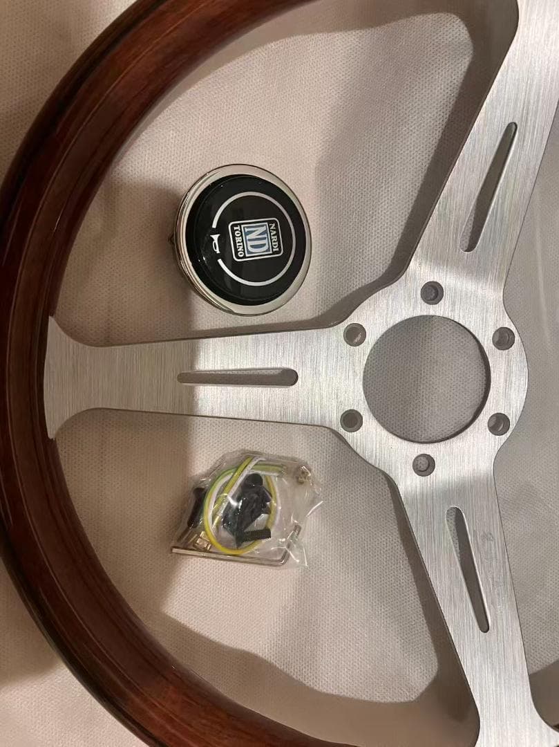 NARDI　ステアリング 35パイ ウッド調/黒色線/シルバー　350mm