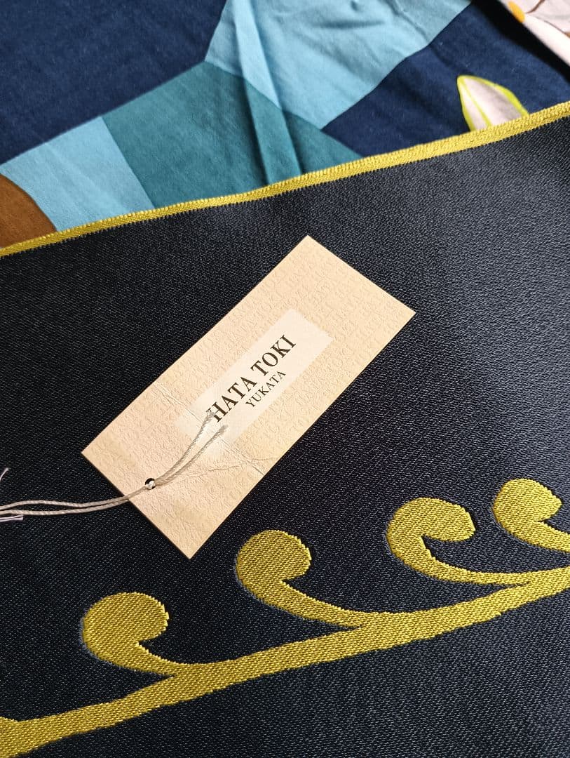 HATA TOKI(羽田登喜男の孫)浴衣、帯、手描き扇子一式　未着用 保管品