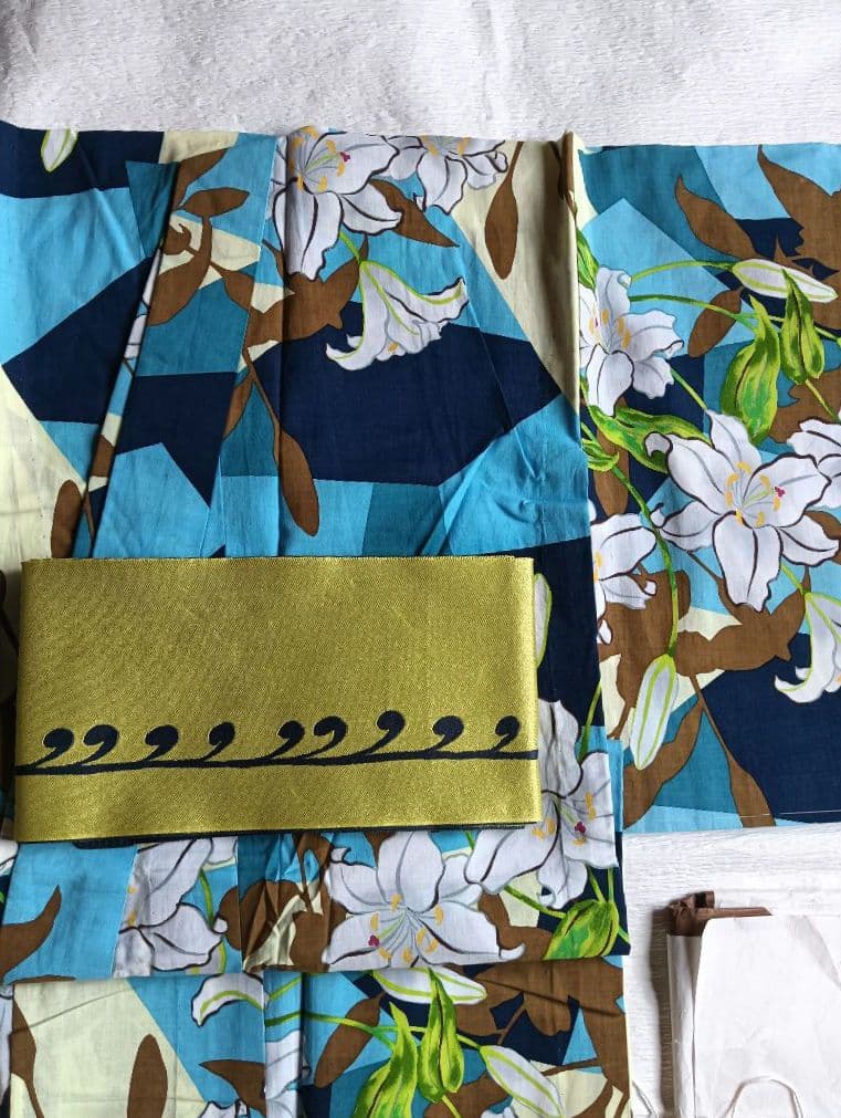 HATA TOKI(羽田登喜男の孫)浴衣、帯、手描き扇子一式　未着用 保管品