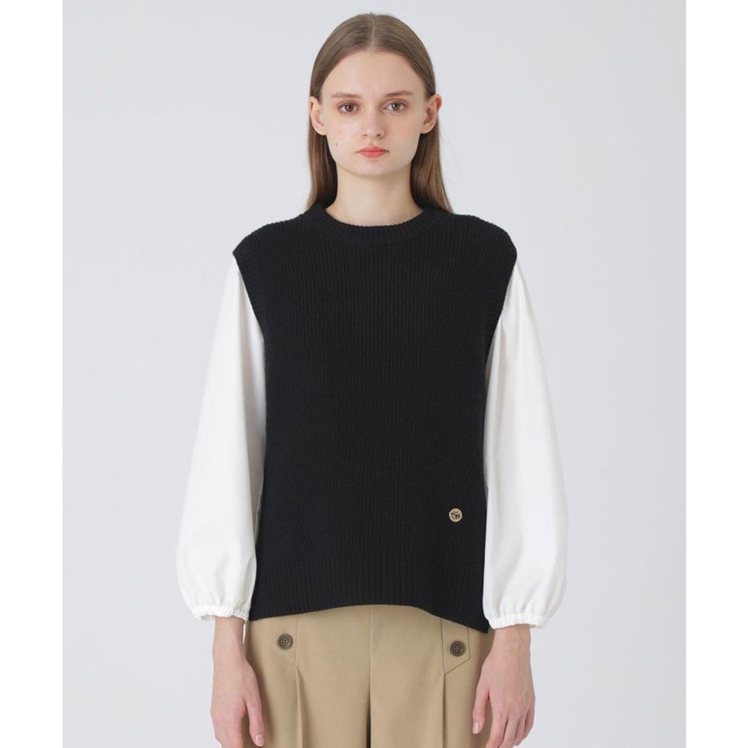 美品　ブルーレーベルクレストブリッジ　ブラウス付きニットベスト　ブラック