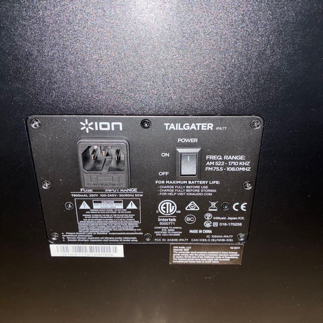 ION Tailgater Bluetoothスピーカーシステム　動作ok