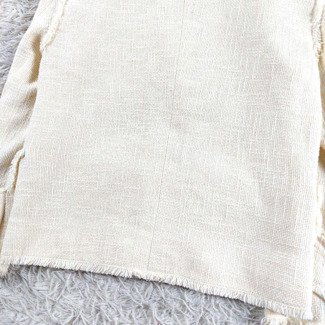 モスキーノ ビーズ 装飾ビジュー デカボタン 短丈 ツイードテーラードジャケット