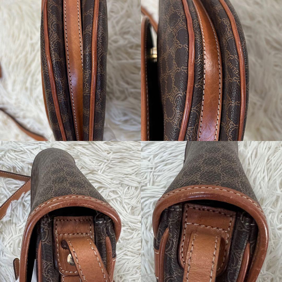 【極美品】セリーヌ ショルダーバッグ マカダム柄 フラップ PVC ブラウン