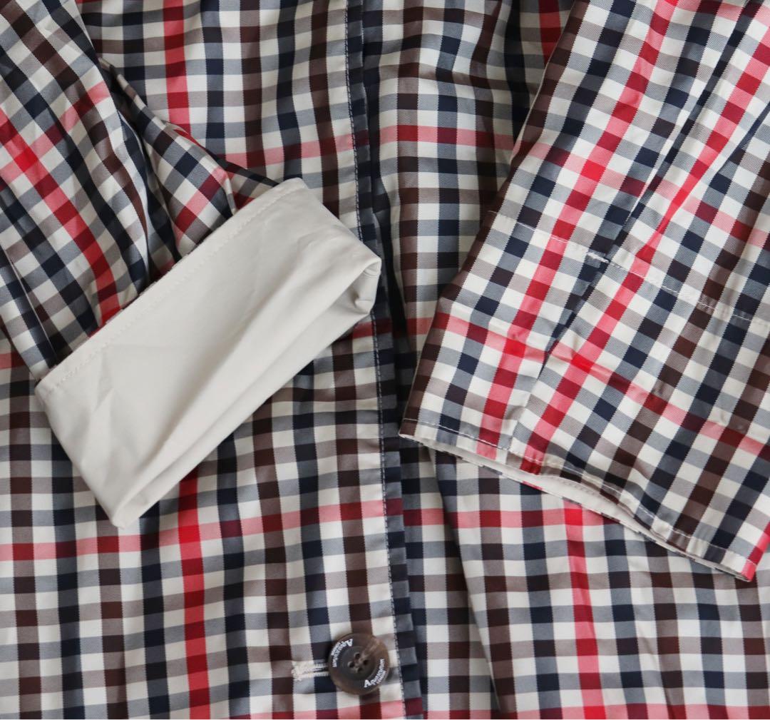 《アクアスキュータム》新品 クラブチェック ダブルレインコート M～L