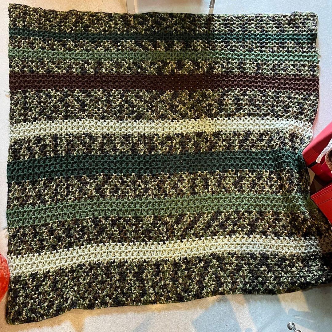 【USA vintage】グラニーブランケット　アーミーカラー