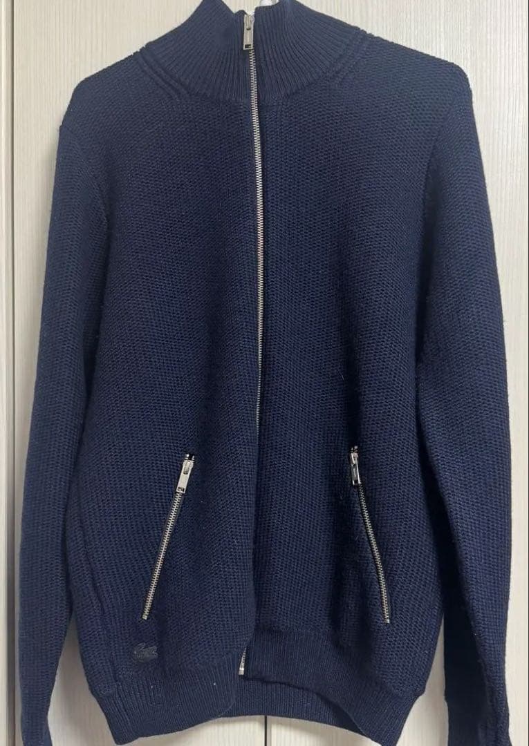 ≪LACOSTEラコステ≫ネイビー ドライバーズニット セーター ウール100%