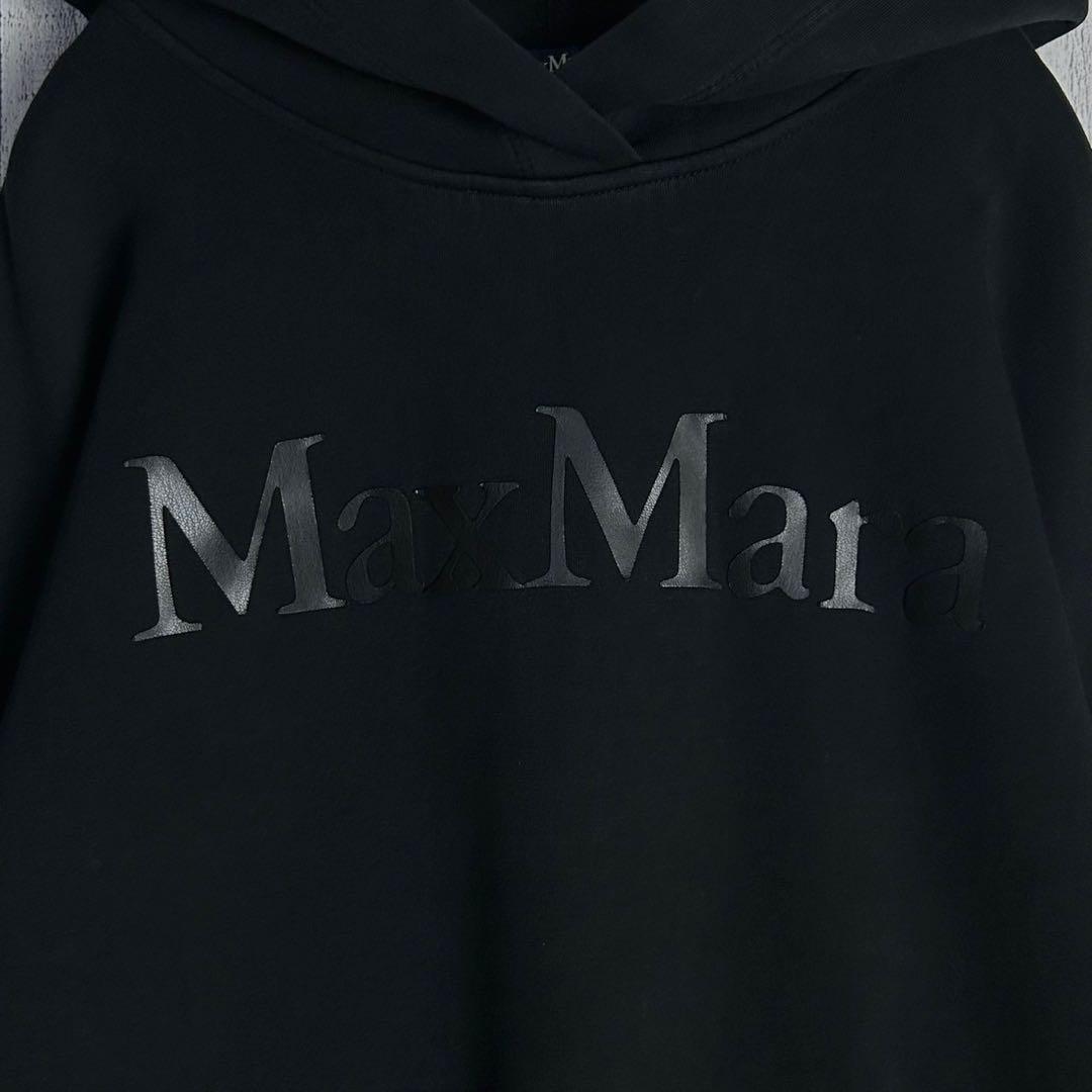 5675【美品・即完売】エスマックスマーラ☆正面ビッグロゴ入りパーカー 人気黒