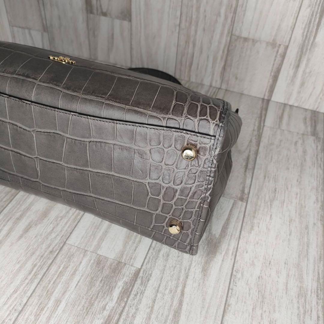 55 COACH コーチ　クロコ型押し　2WAY ハンドバッグ　ショルダーバッグ