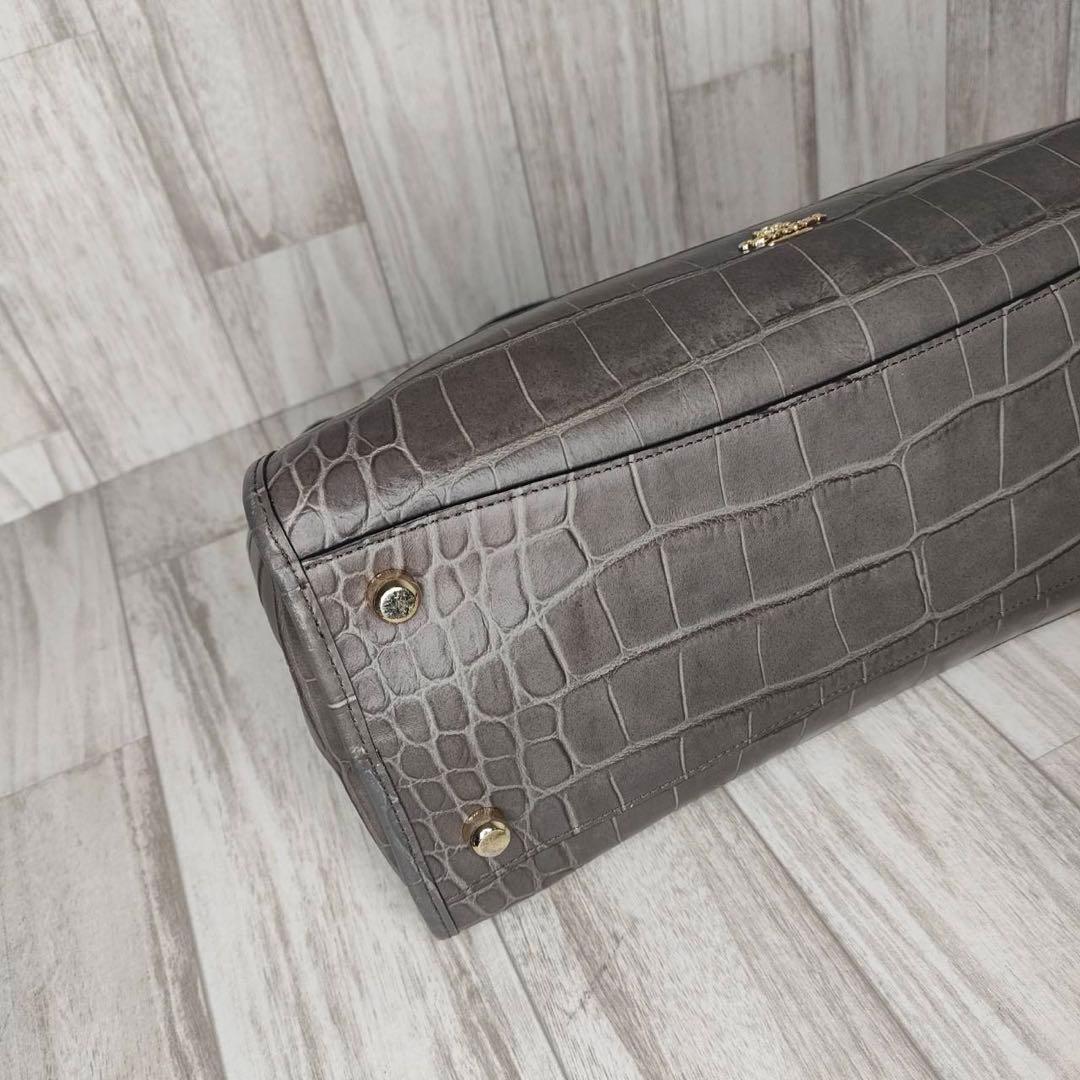 55 COACH コーチ　クロコ型押し　2WAY ハンドバッグ　ショルダーバッグ