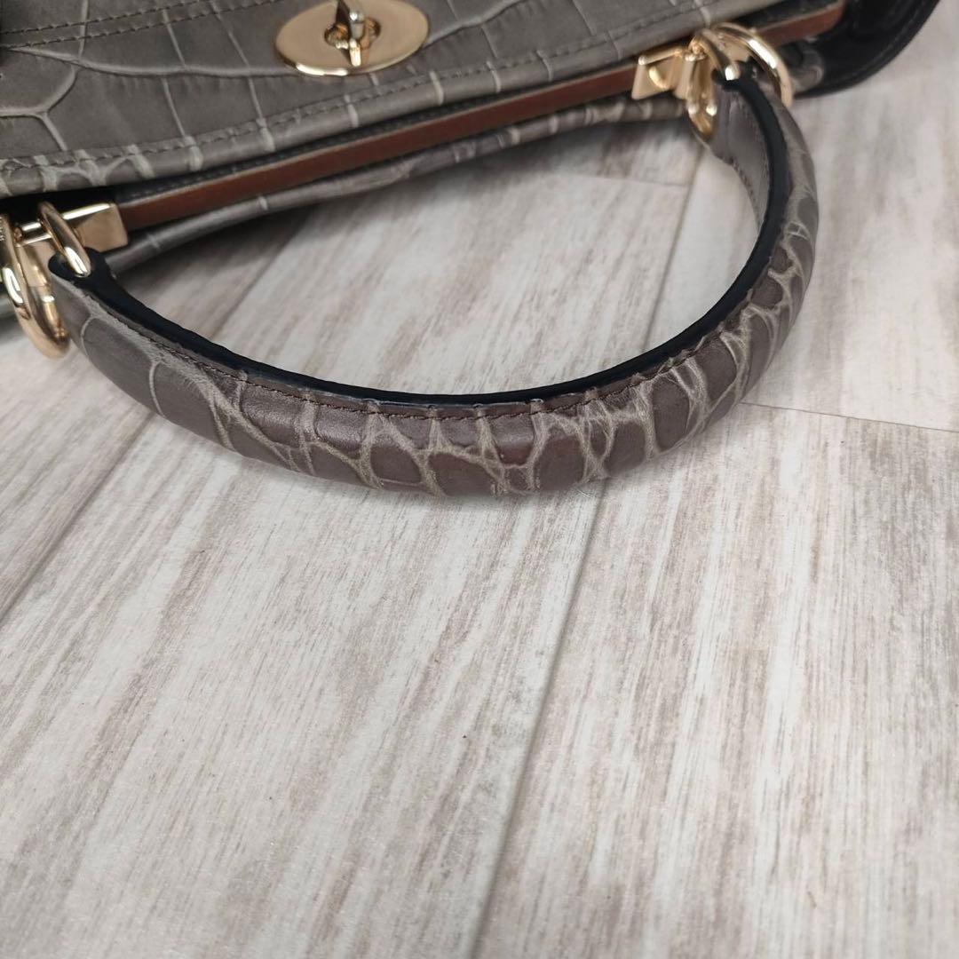 55 COACH コーチ　クロコ型押し　2WAY ハンドバッグ　ショルダーバッグ