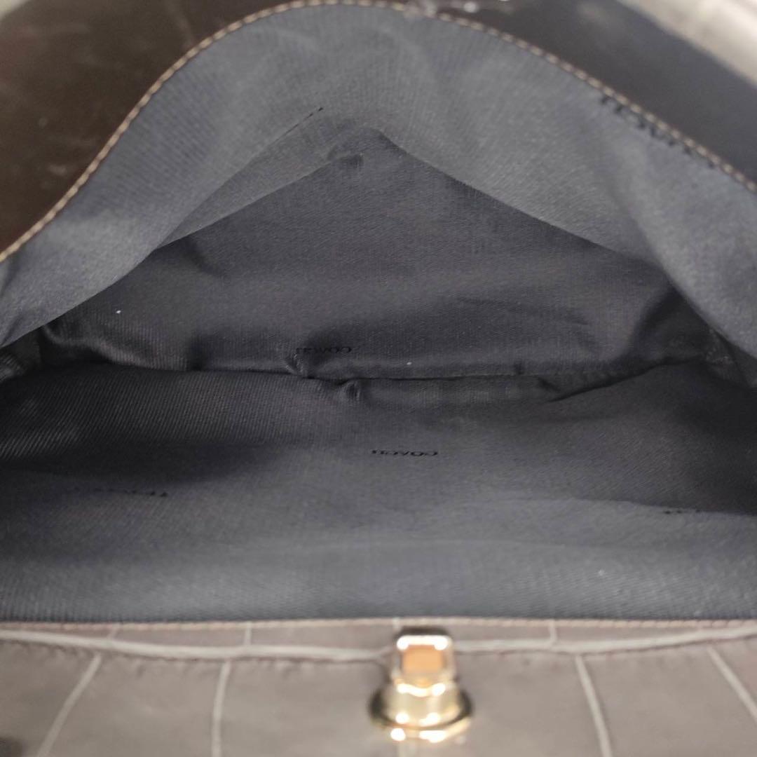 55 COACH コーチ　クロコ型押し　2WAY ハンドバッグ　ショルダーバッグ