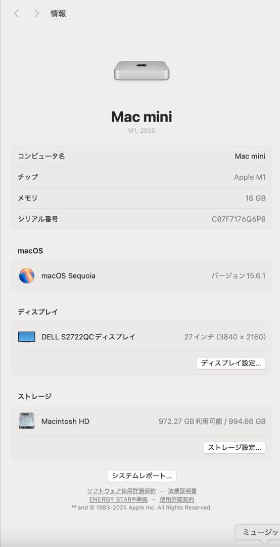 Apple Mac mini M1 16GB 1TB シルバー 専用スタンド付き