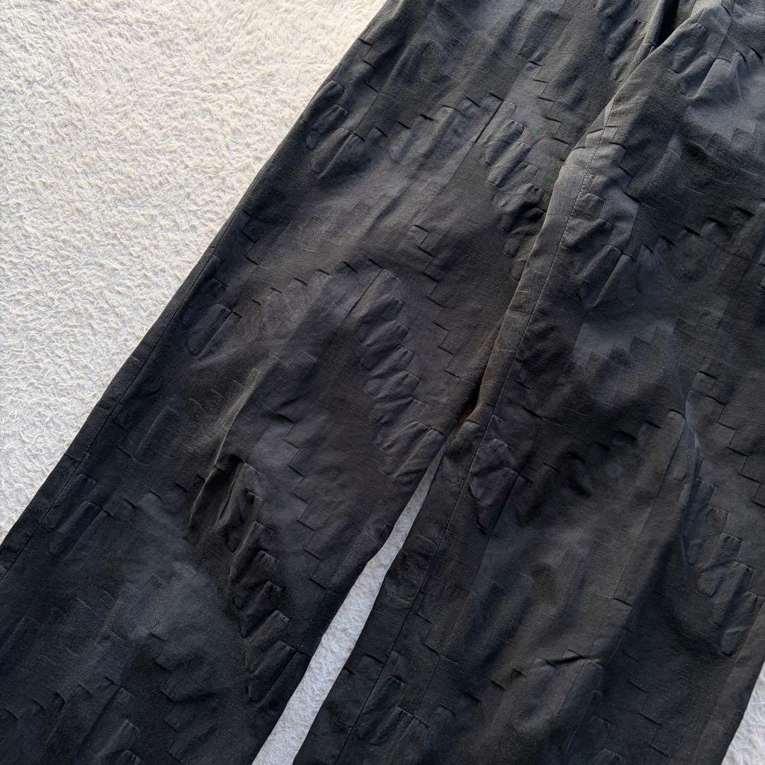 【90s】イッセイミヤケ スラックス パンツ 3Dパターン 総柄 立体 ブラック