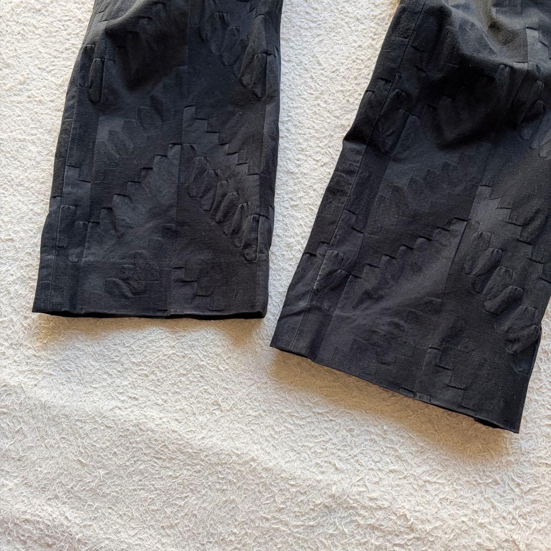 【90s】イッセイミヤケ スラックス パンツ 3Dパターン 総柄 立体 ブラック