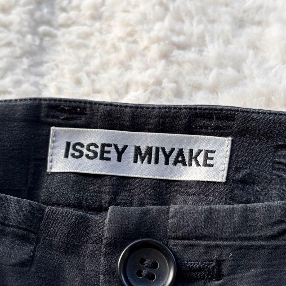 【90s】イッセイミヤケ スラックス パンツ 3Dパターン 総柄 立体 ブラック