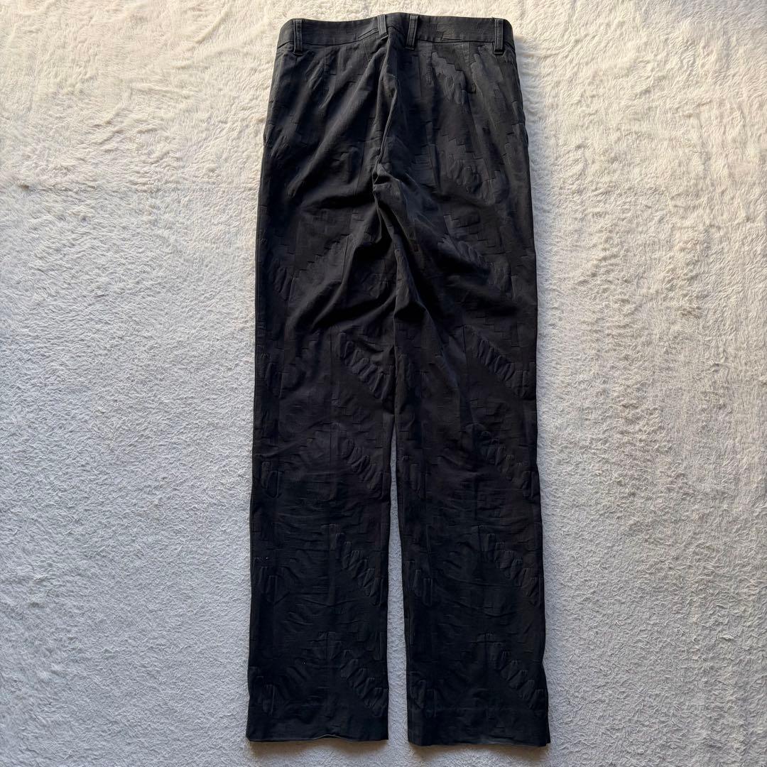 【90s】イッセイミヤケ スラックス パンツ 3Dパターン 総柄 立体 ブラック