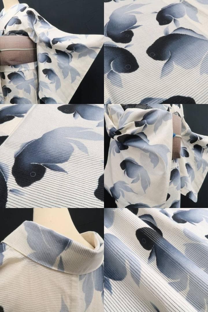 sarah_tokyo 新品 綿絽 紫織庵 友禅染 大金魚 浴衣 6497