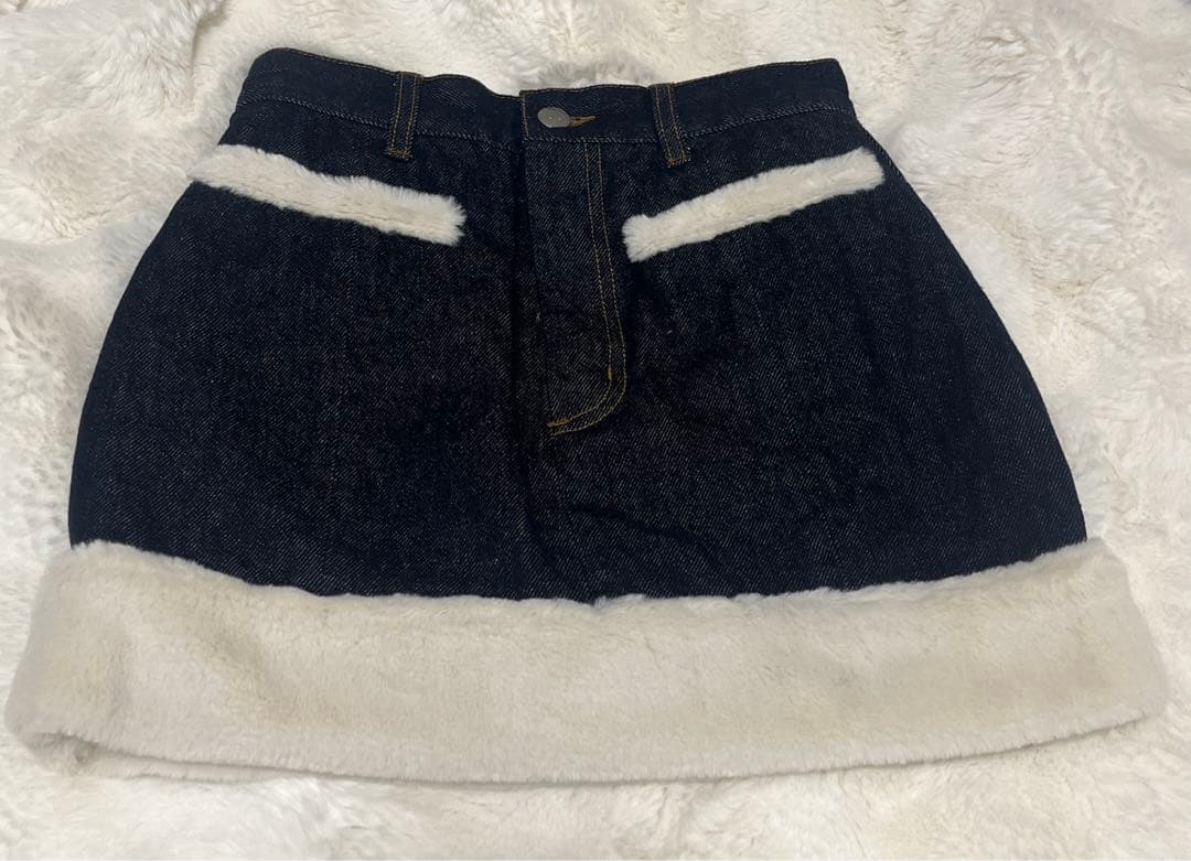 スカート andmary Fur pocket denim skirt