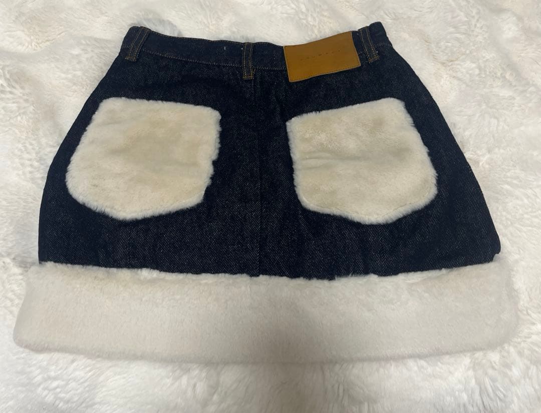 スカート andmary Fur pocket denim skirt
