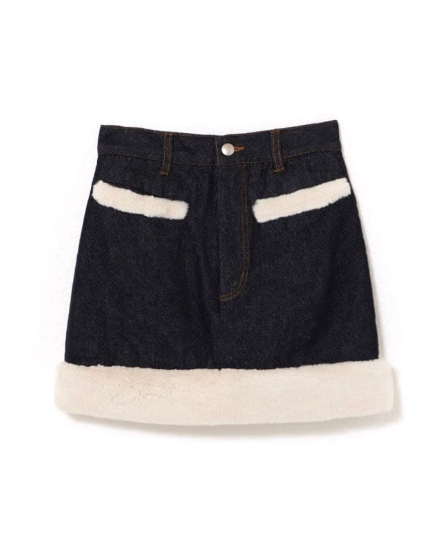 スカート andmary Fur pocket denim skirt