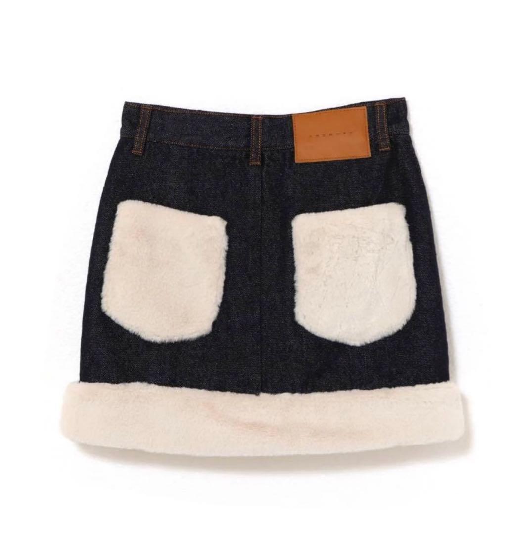 スカート andmary Fur pocket denim skirt