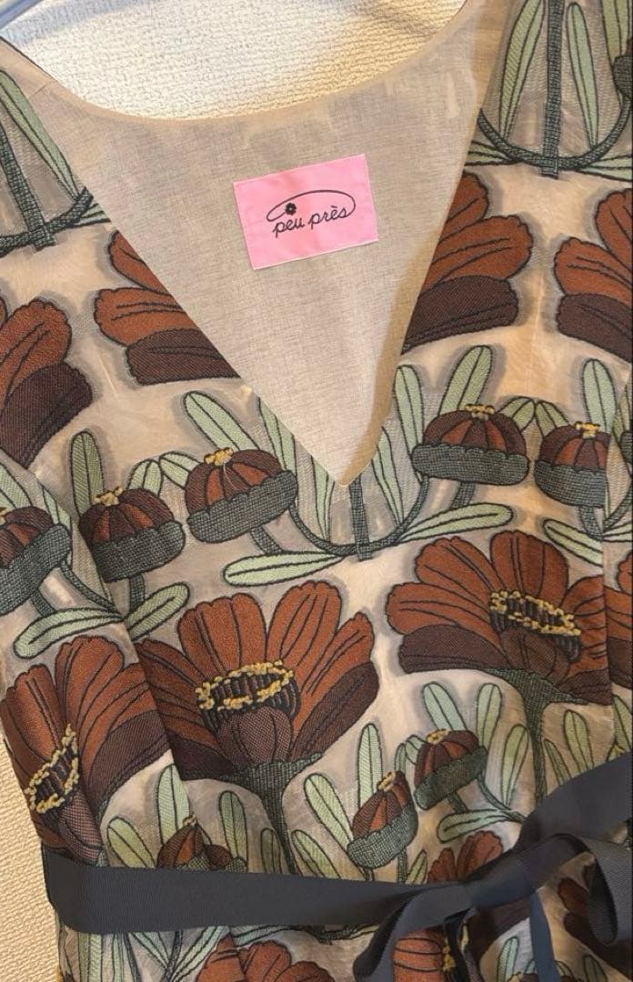 プープレ　チョコレートコスモスジャガードワンピース　peu pres