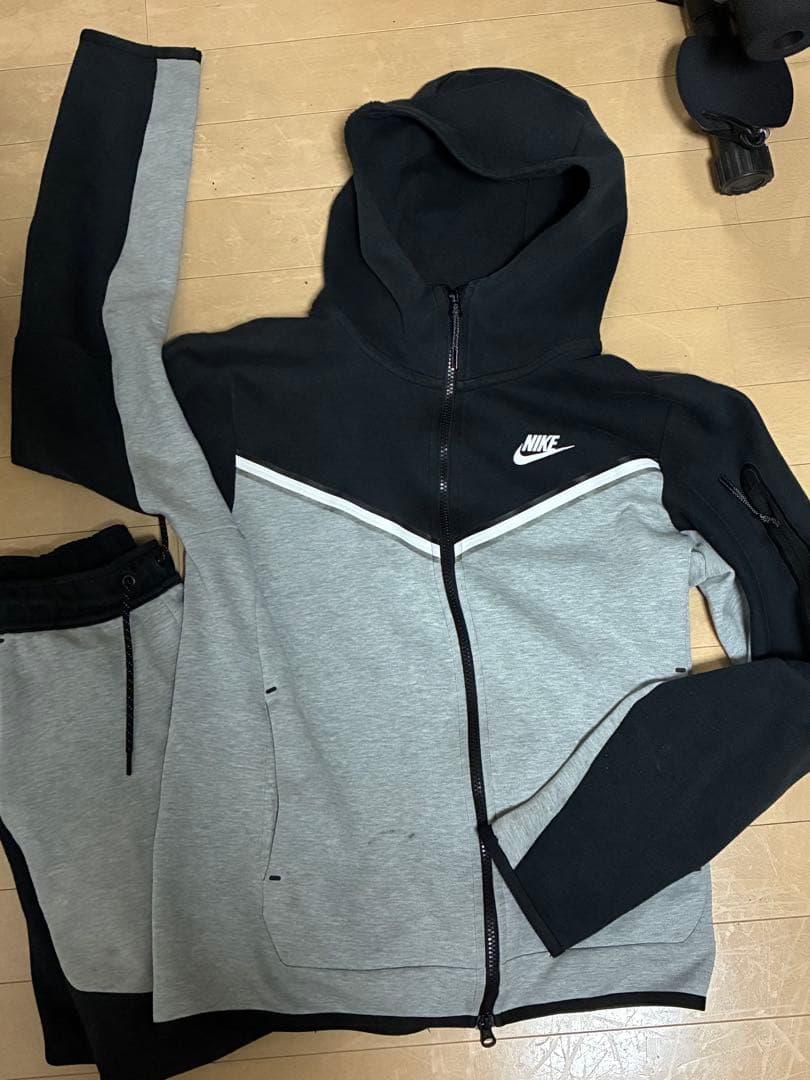 最終値引き正規品廃盤 NIKE 旧テックフリース上下US S 黒グレープレ値