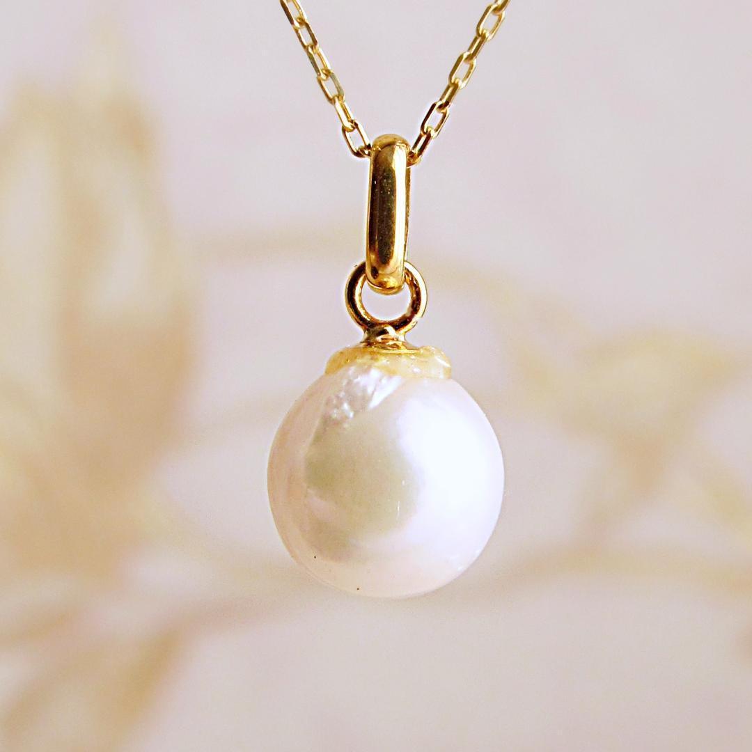 訳あり★パール あこや真珠 K18 18K ネックレス トップ 18金 刻印