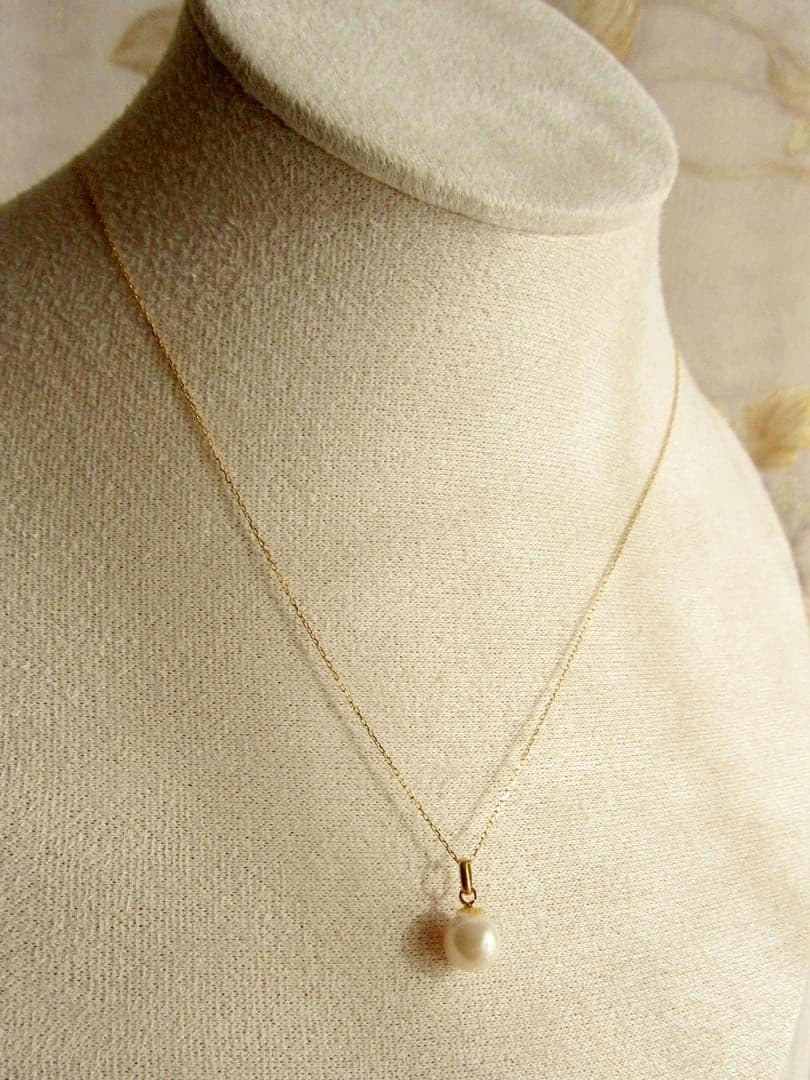 訳あり★パール あこや真珠 K18 18K ネックレス トップ 18金 刻印