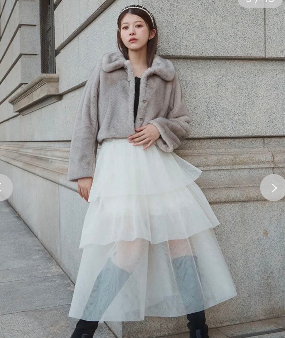 ステンカラーショートファーコートジャケット