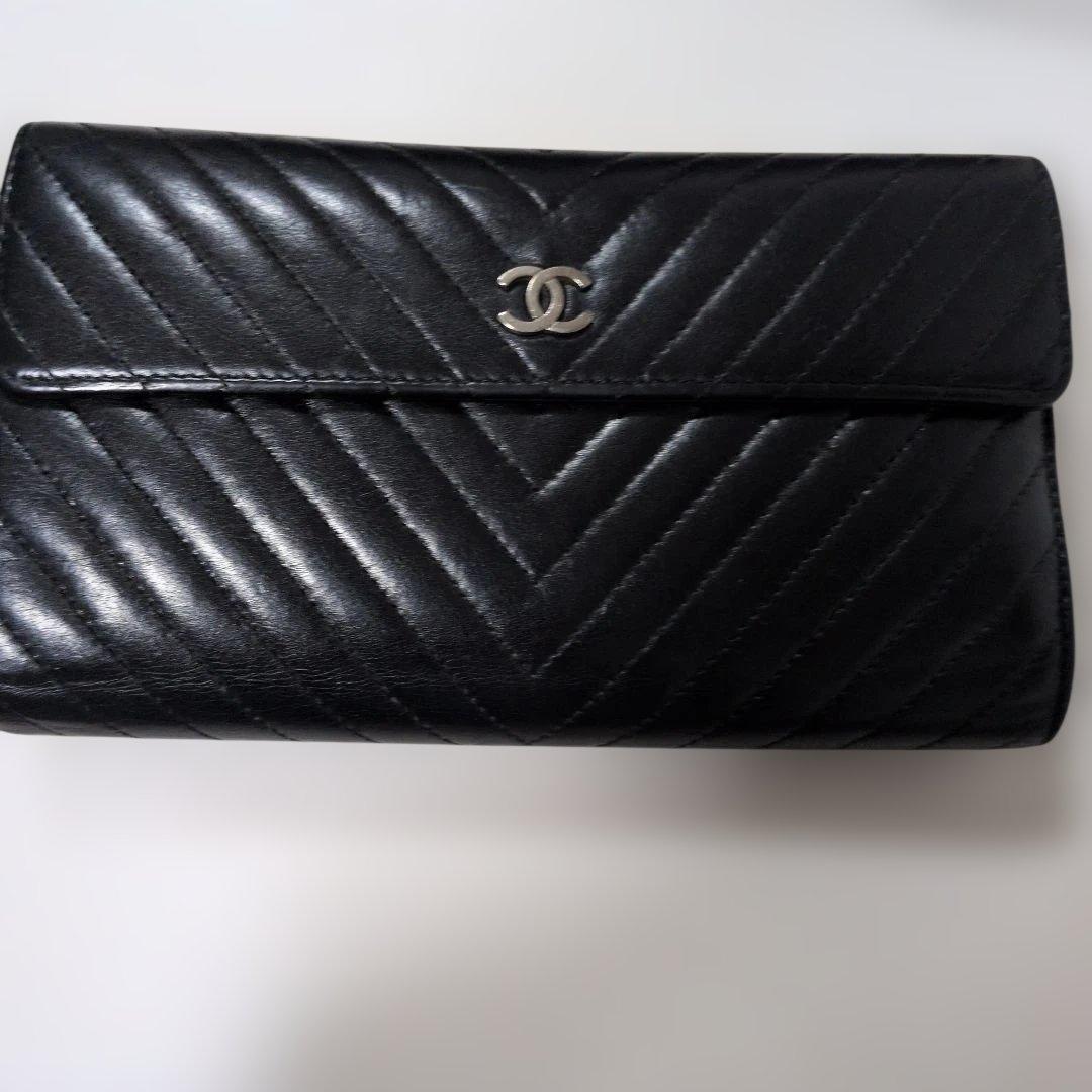 CHANEL ブラック キルティング長財布