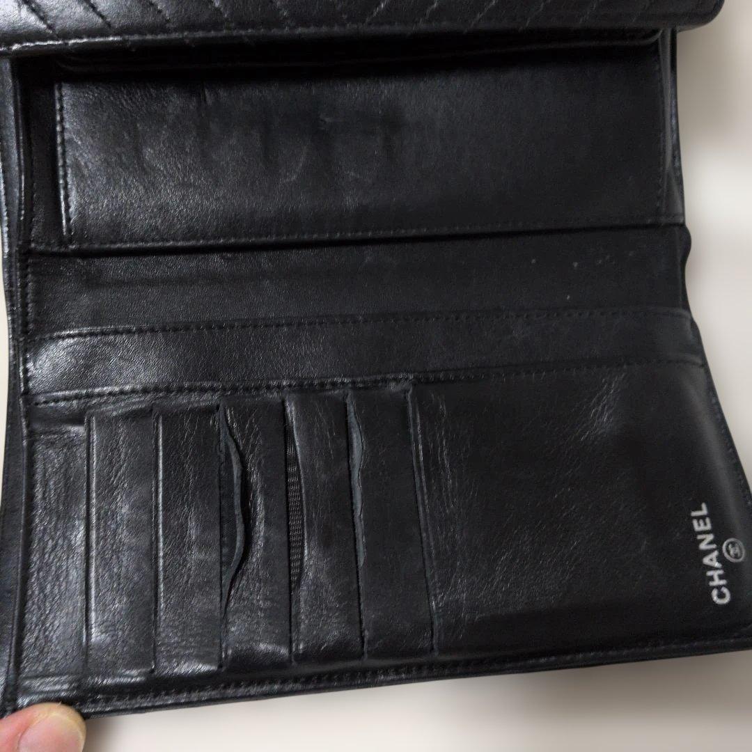 CHANEL ブラック キルティング長財布