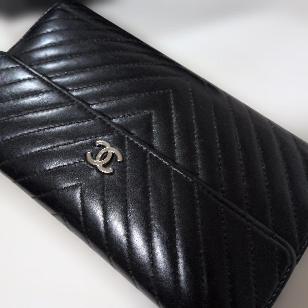 CHANEL ブラック キルティング長財布