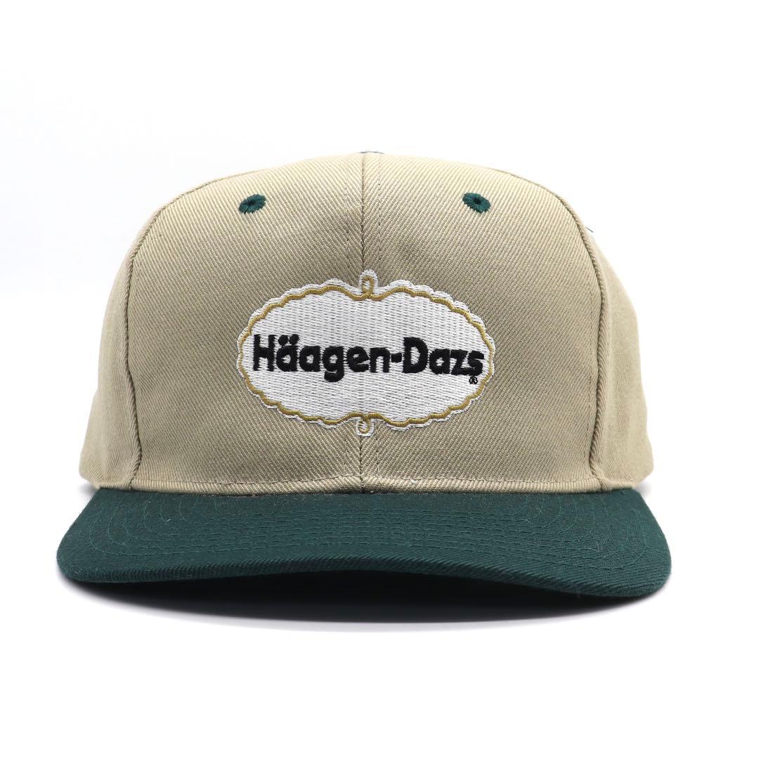 90s デッド 韓国製 ハーゲンダッツ ビンテージ キャップ 刺繍 2トーン 緑