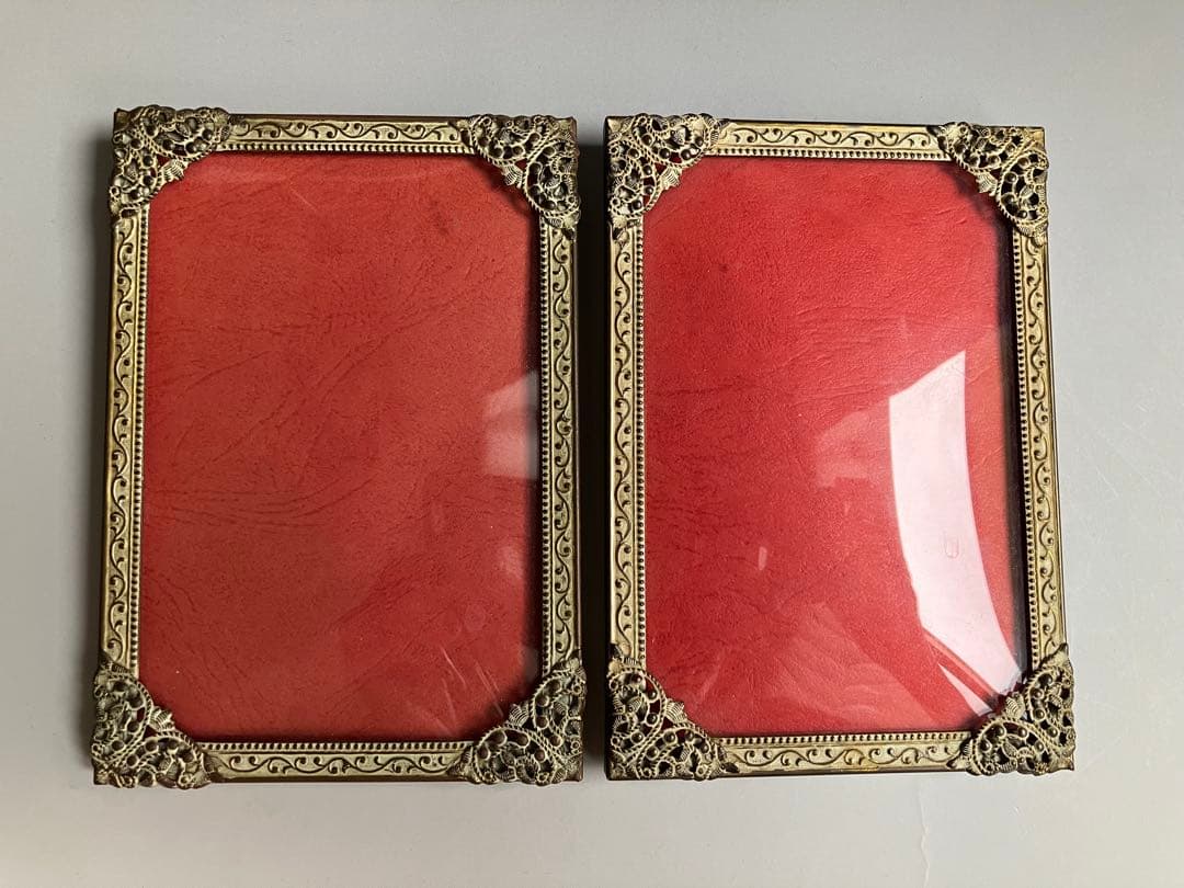 北欧ヴィンテージ　フォトフレーム４点セット　湾曲ガラス　凸ガラス　デンマーク