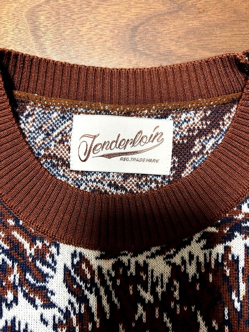 H*m様 tenderloin ウルフ 狼 ニット セーター 総柄 ウルフ柄 薄