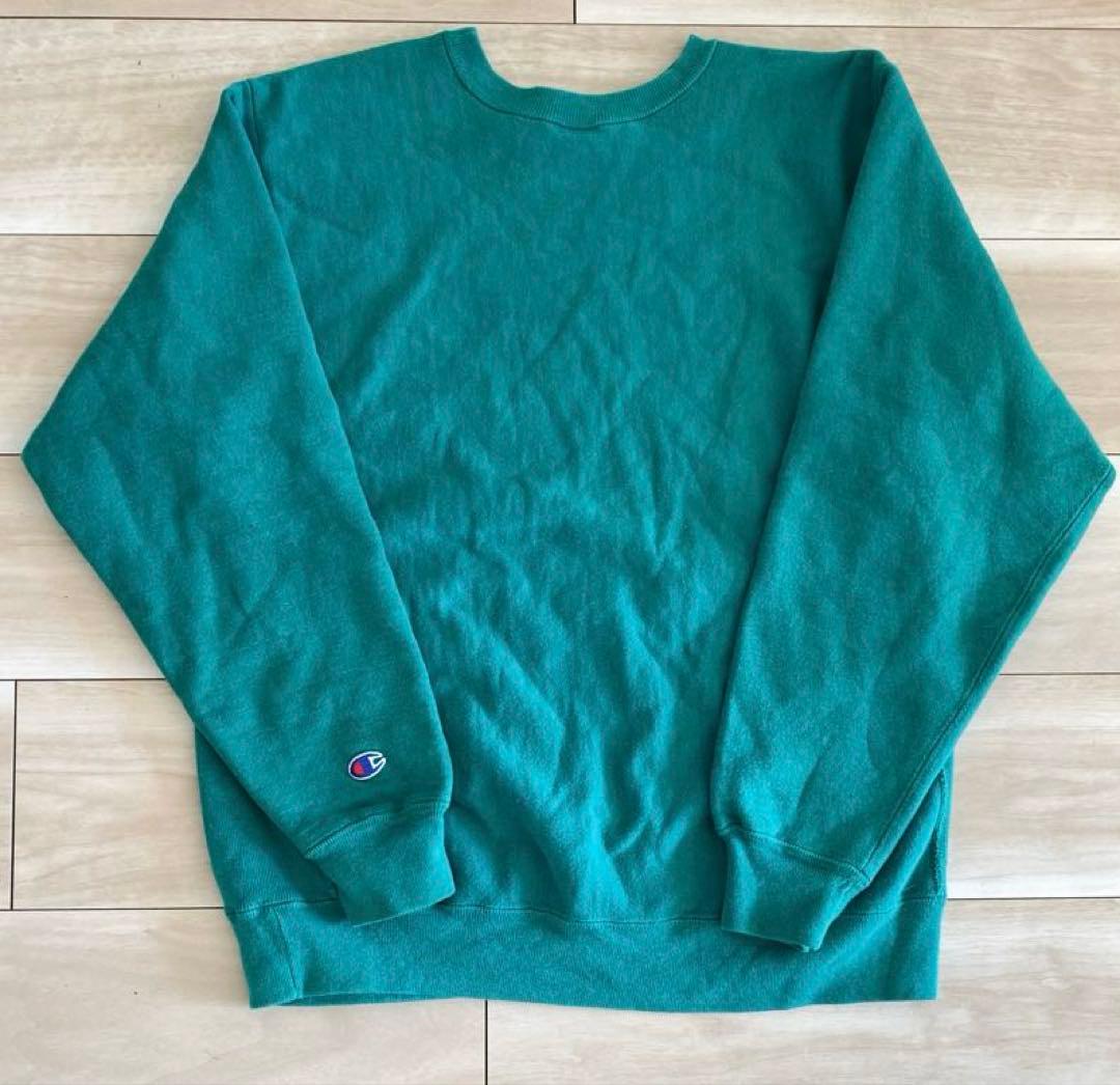 レアカラー 90s チャンピオン リバースウィーブ ターコイズグリーン USA製
