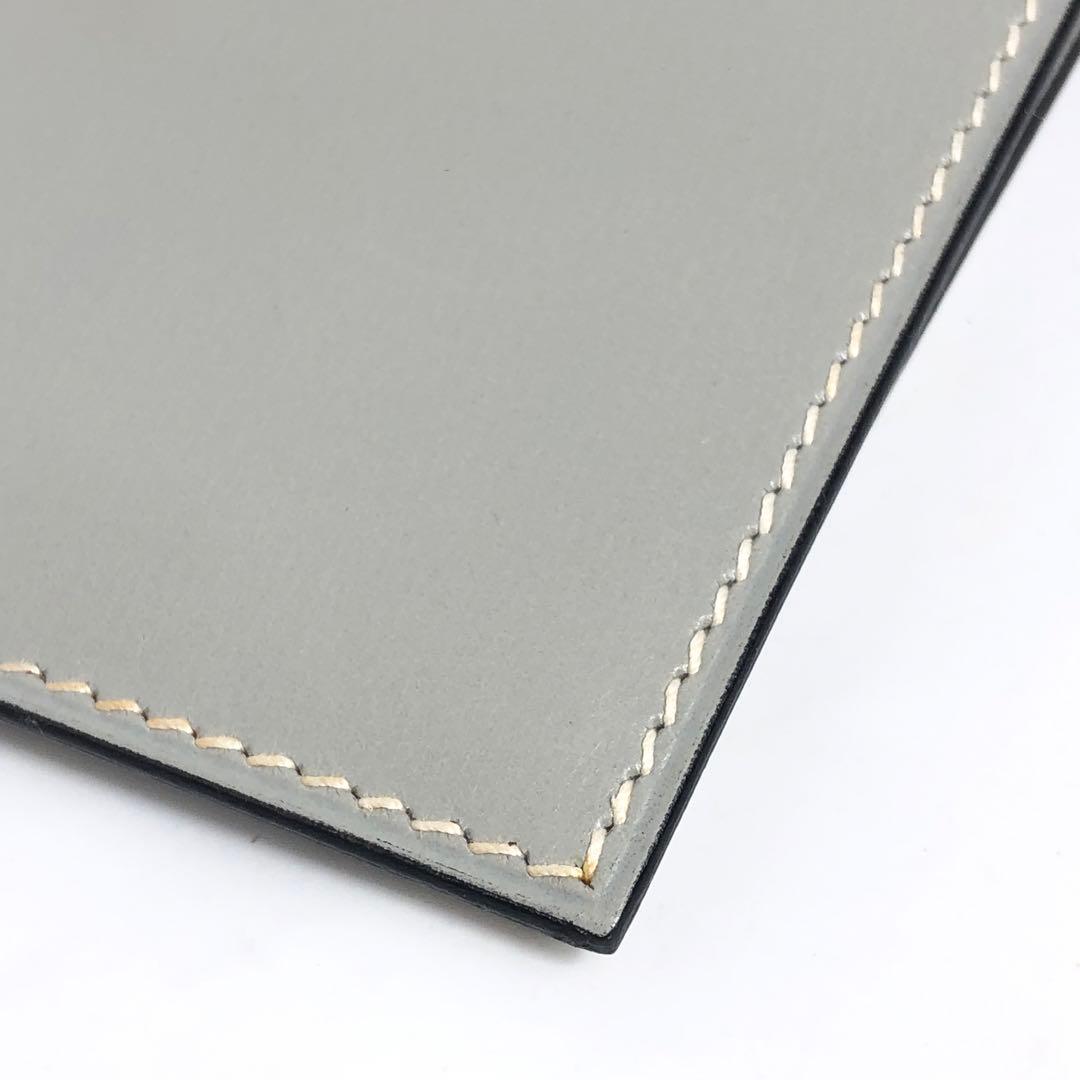 HERMES エルメス メモ帳カバー レザー グレー系 メモ帳付き