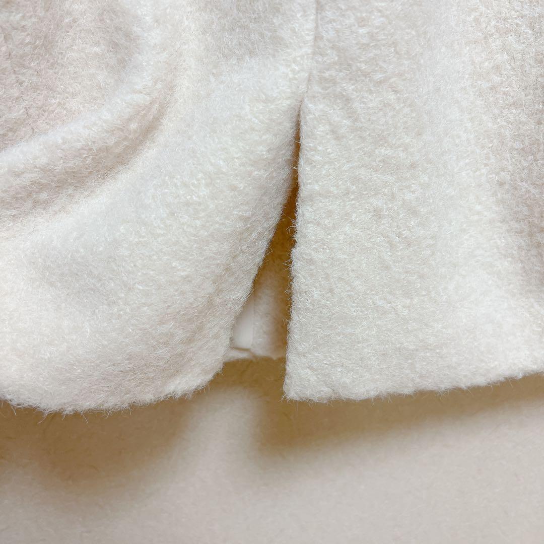 美品　ZARA ザラ　ブークレダブルブレストミディ丈コート　S ホワイト　白